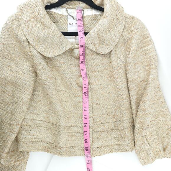 Walter Baker Y2k Retro 60S Tweed Metalic Crop Swing Jacket Poof Crop Sleeve 8 - Picture 15 of 16
